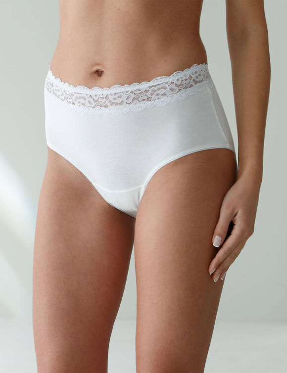 Culotte supermaxi coton stretch ceinture dentelle - lot de 2 (blanc) Culotte supermaxi coton stretch ceinture dentelle - lot de 2 (blanc)